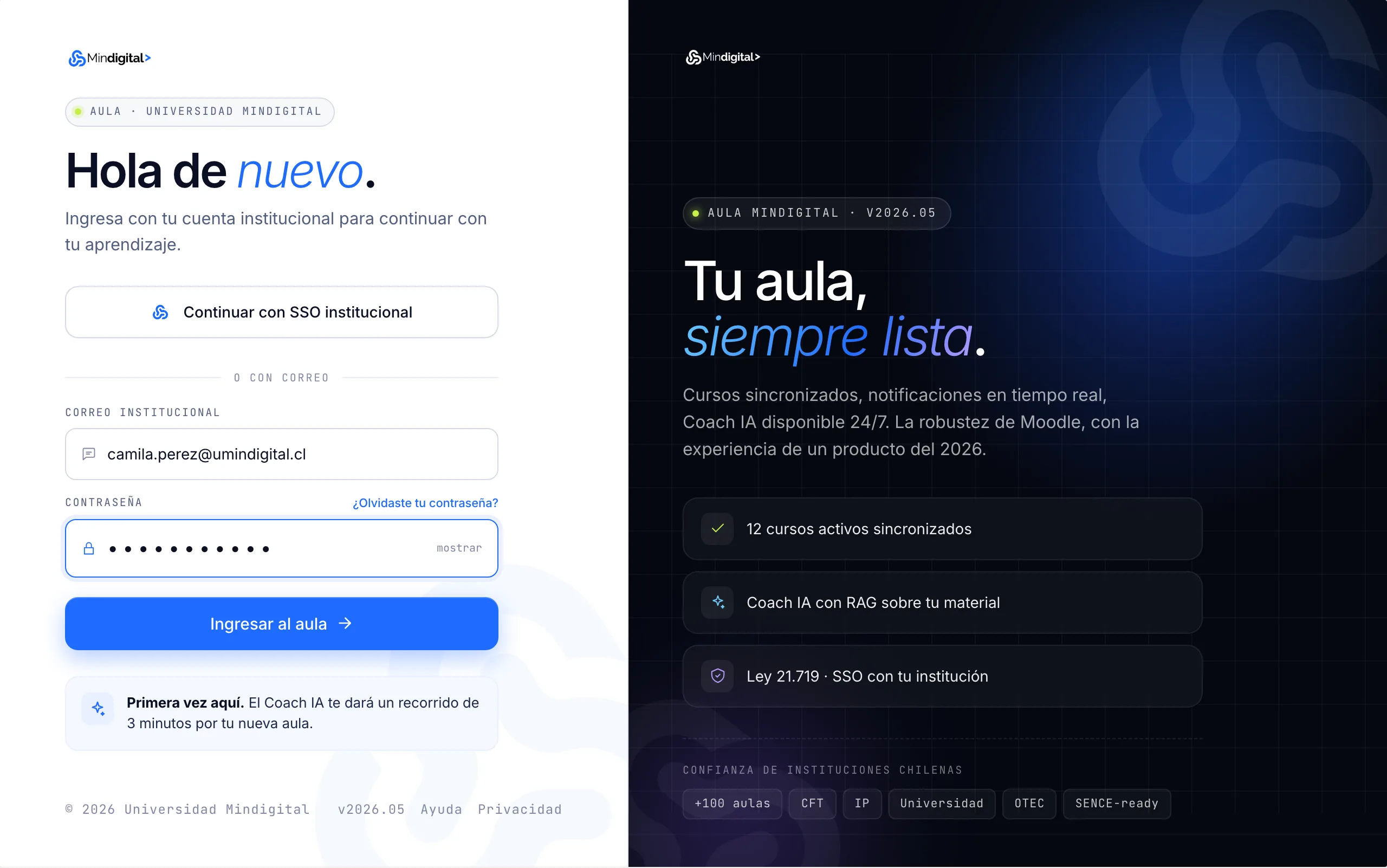 Login institucional con SSO