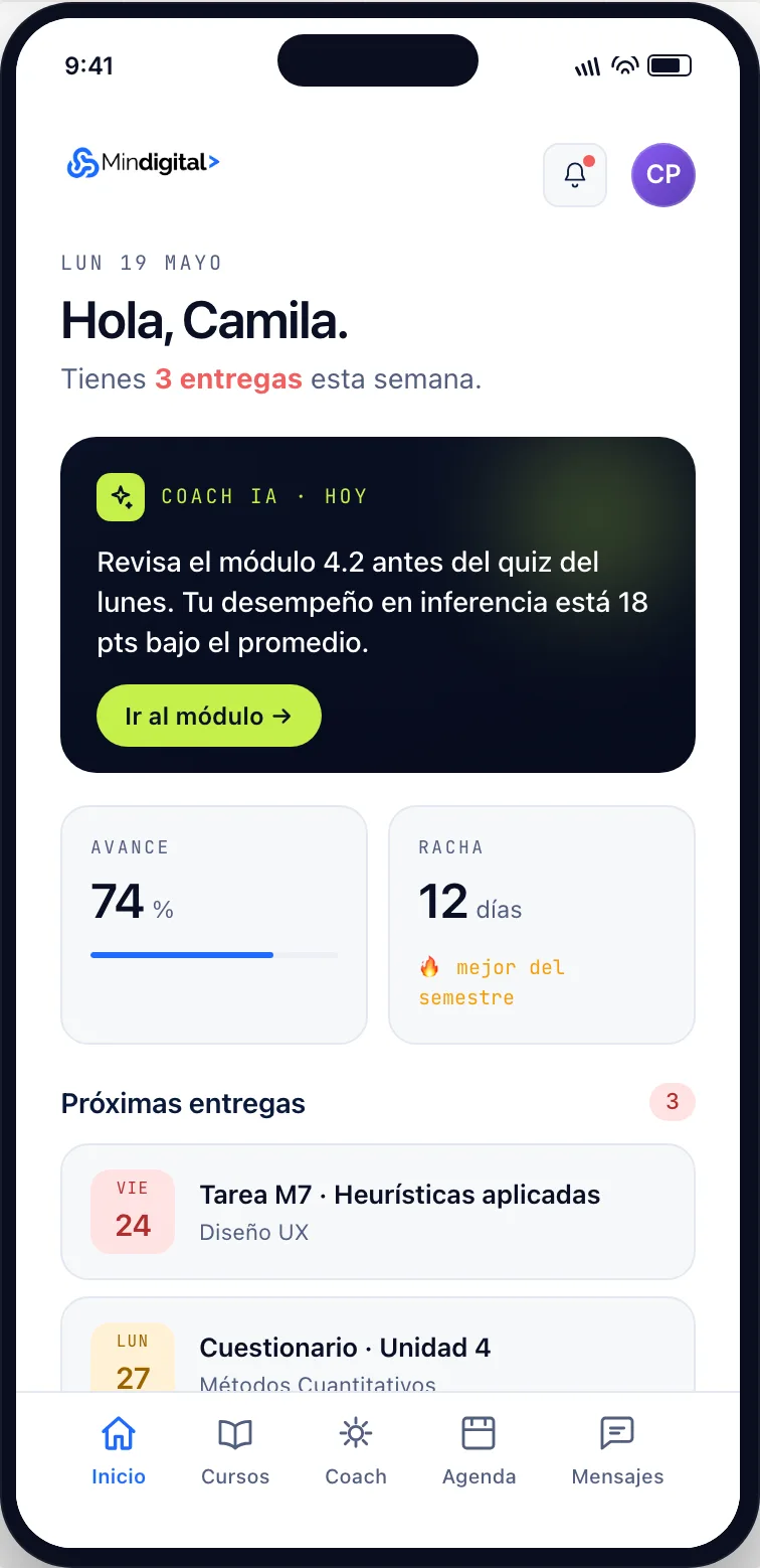 App móvil — Dashboard